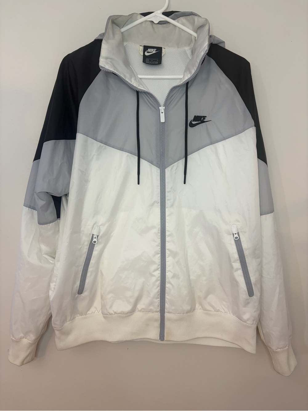 Nike Windrunner Hooded Windbreaker Jacket Gray White Black Men’s M